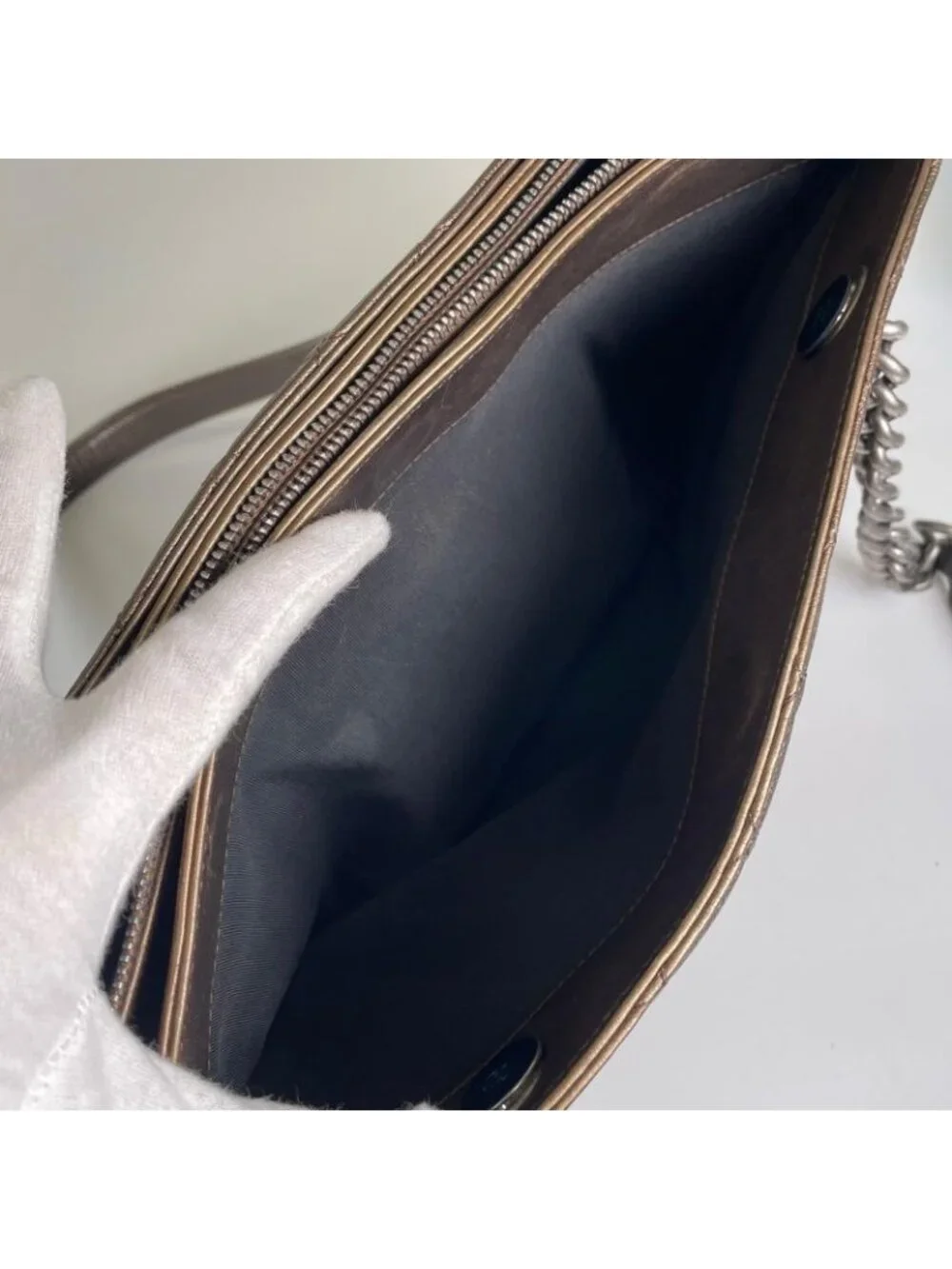 Chanel Quilted Tote Caviar Leather Brown Silver - Picture 11 of 14